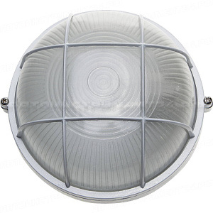 Светильник уличный СВЕТОЗАР влагозащищенный с решеткой, круг, цвет белый, 60Вт